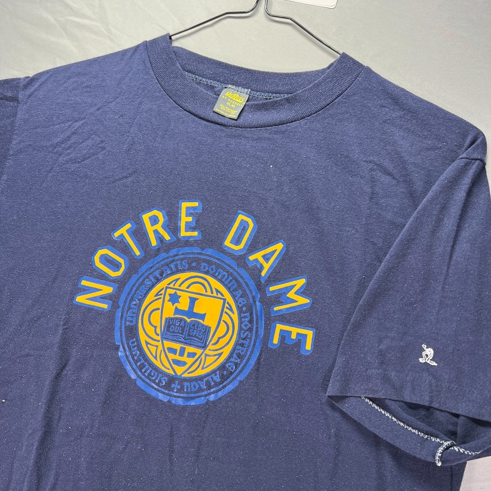 True Vintage Notre Dame Shirt Mens XL (Fits Large) Single Stitch Jerzees 70s 80s